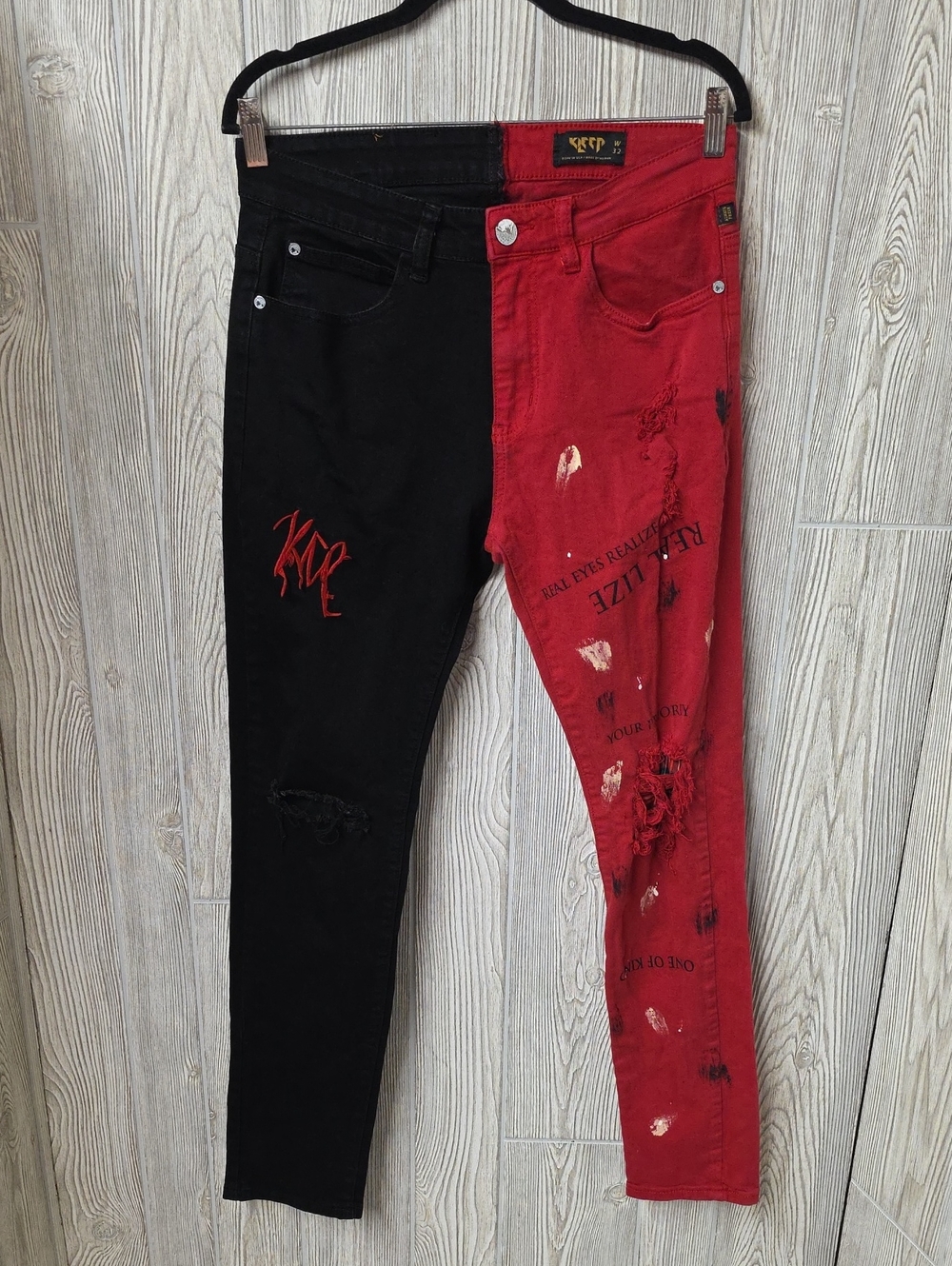 Kleep Chairo Premium Washed Kninny Half and Half Twill Pants Mens Size 32